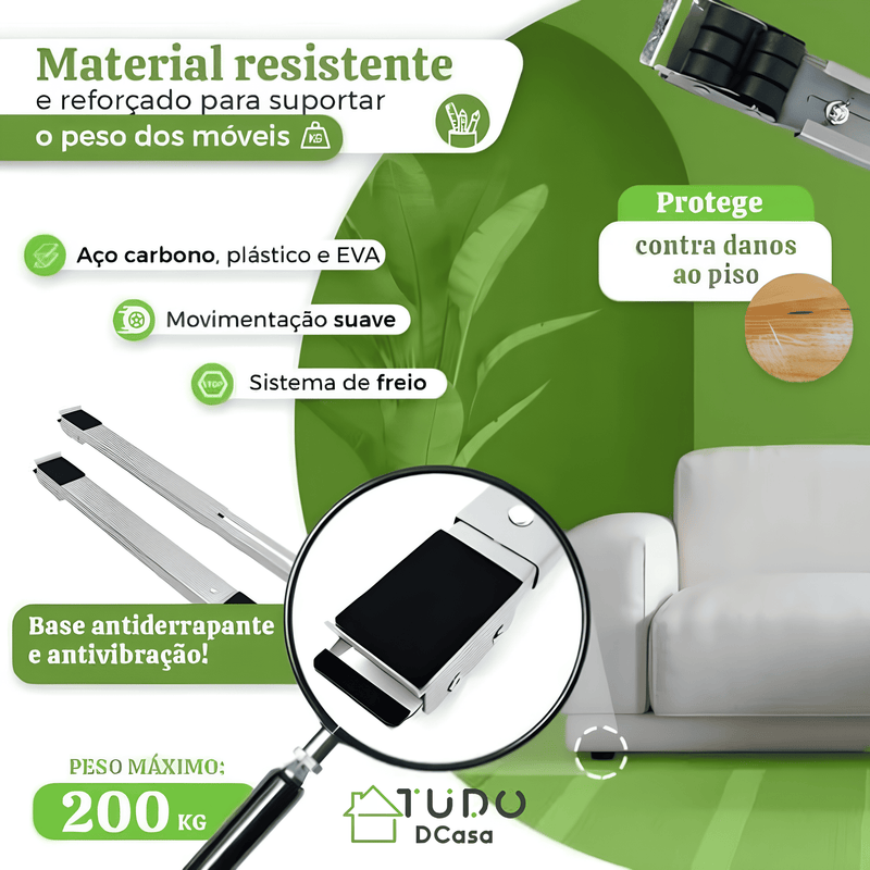 Suporte com Rodinhas Ajustável Para Móveis e Eletrodomésticos